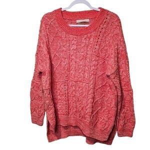 Pilcro anthropologie pink cable knit tunic sweater size small